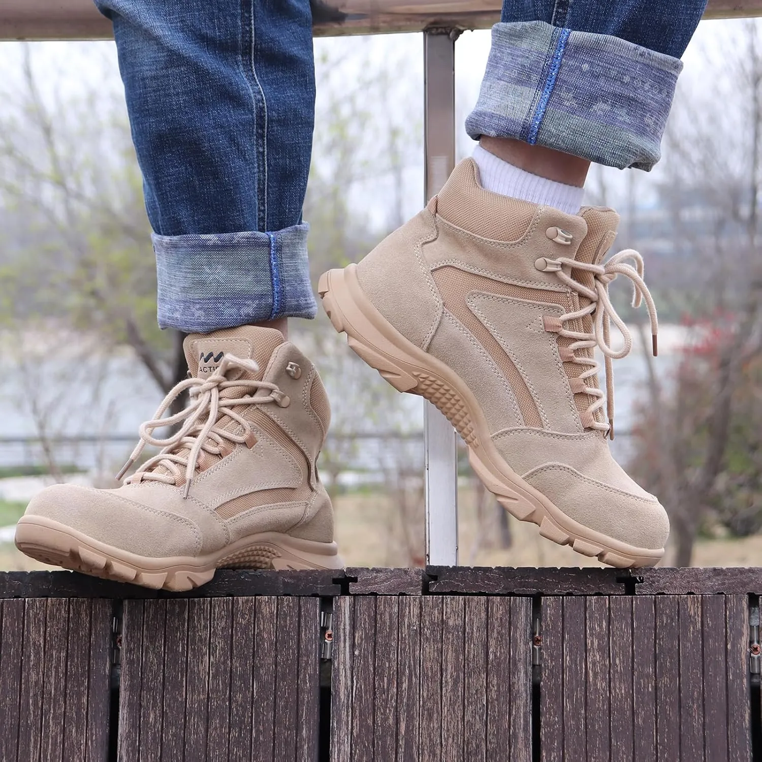 Lightweight Military Tactical Combat Army Boots for Men Anti-Slip Durable Breathable Police Security Duty Work 6 Inch Boots