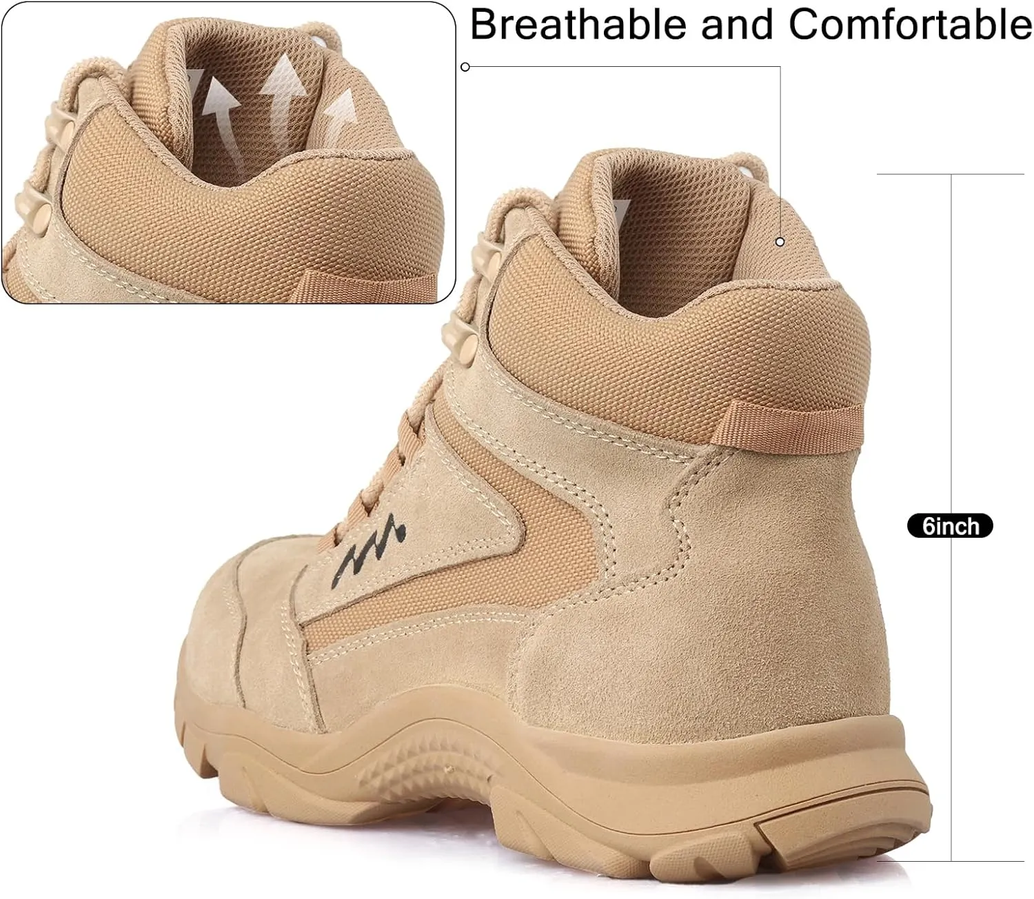 Lightweight Military Tactical Combat Army Boots for Men Anti-Slip Durable Breathable Police Security Duty Work 6 Inch Boots