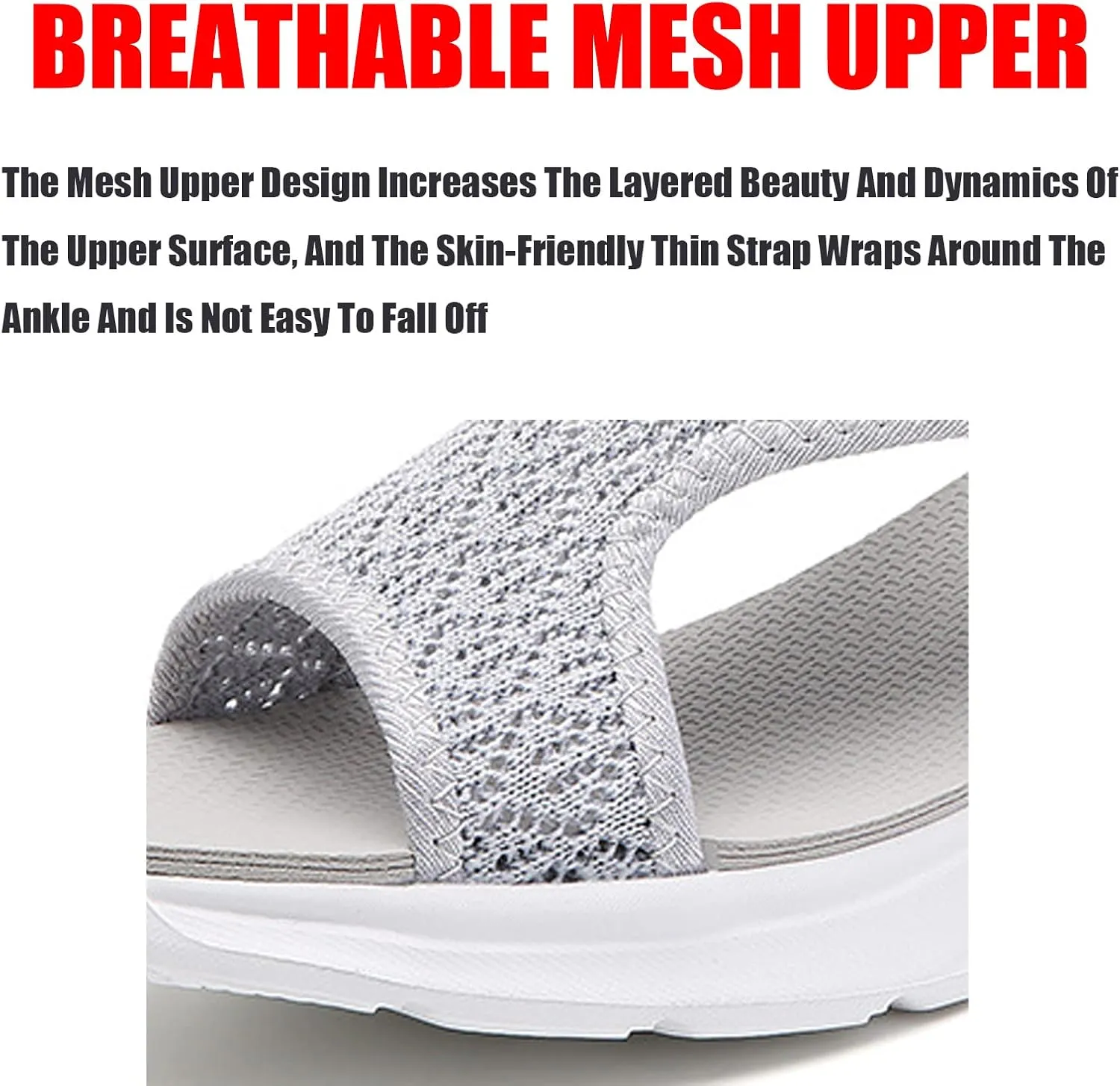 Lymphvity Women'S Summer Mesh Breathable Sports Sandals, Knitting Lightweight Hollow Out Slip On Orthopedic Slide Solid Color Open Toe Walking Sandals