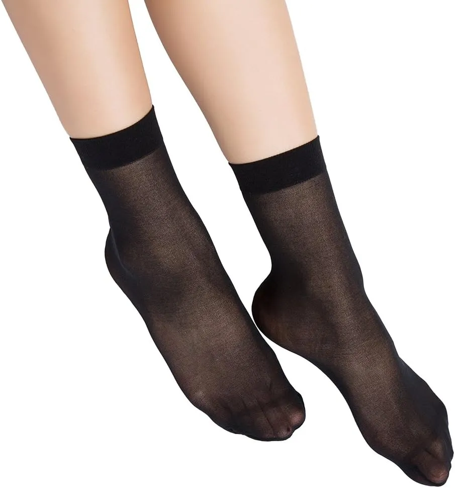 MANZI Nylon Sheer Socks For Women Ankle High Stockings Pantyhose Hosiery Trouser Socks Women 12 Pairs