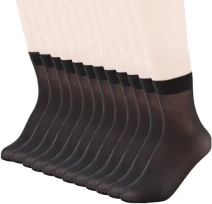 MANZI Nylon Sheer Socks For Women Ankle High Stockings Pantyhose Hosiery Trouser Socks Women 12 Pairs