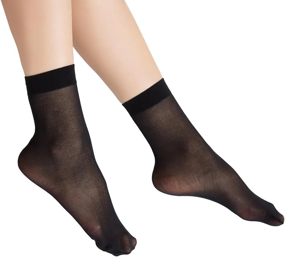MANZI Nylon Sheer Socks For Women Ankle High Stockings Pantyhose Hosiery Trouser Socks Women 12 Pairs
