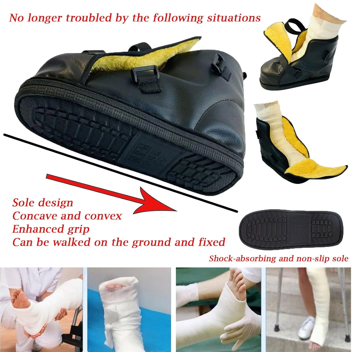 Medical boots, post-operative shoes, adjustable walking shoes orthopedic boots for foot or toe fractures, bunions or hammer toes, regardless of left or right foot(leather-M)