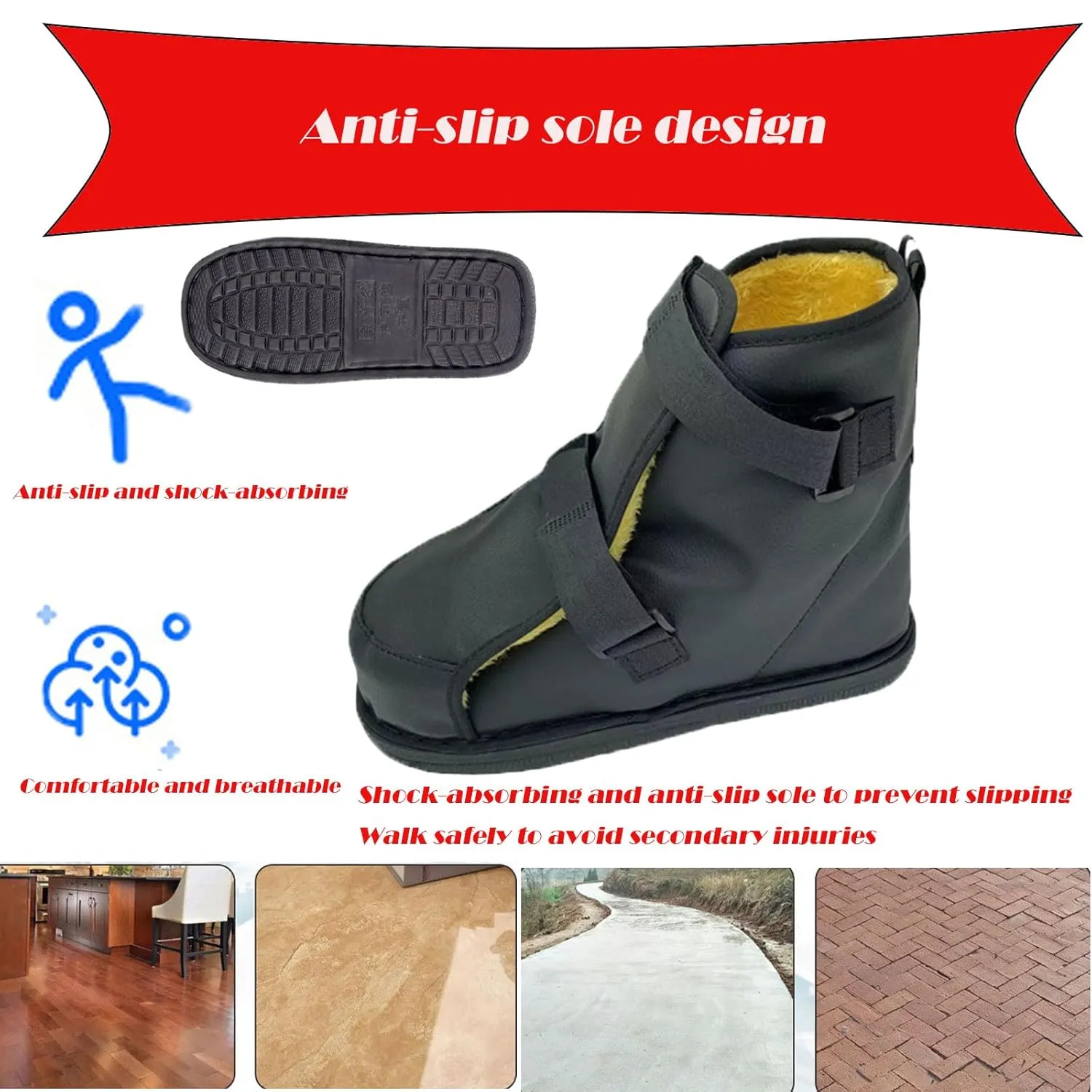 Medical boots, post-operative shoes, adjustable walking shoes orthopedic boots for foot or toe fractures, bunions or hammer toes, regardless of left or right foot(leather-M)