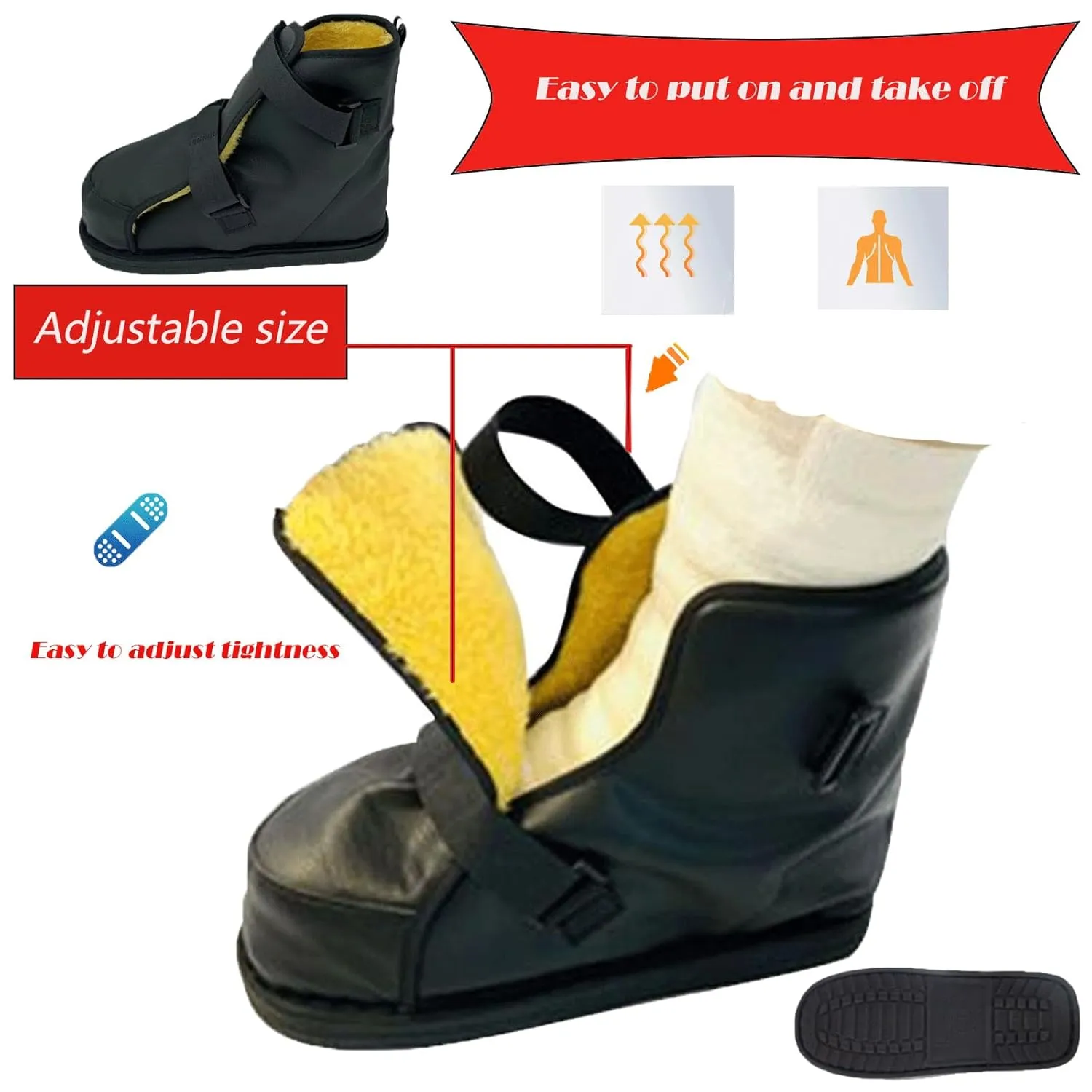 Medical boots, post-operative shoes, adjustable walking shoes orthopedic boots for foot or toe fractures, bunions or hammer toes, regardless of left or right foot(leather-M)