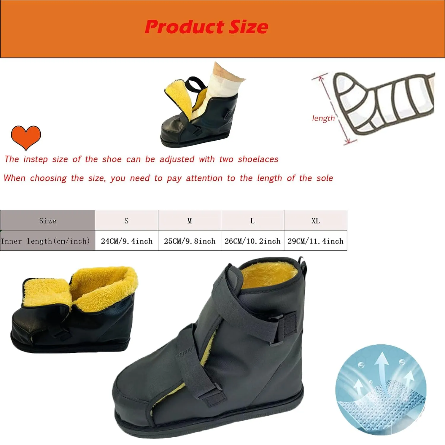 Medical boots, post-operative shoes, adjustable walking shoes orthopedic boots for foot or toe fractures, bunions or hammer toes, regardless of left or right foot(leather-M)