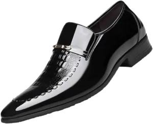 Men Classic Leather Oxford Loafers Pointed Toe Business Work Casual Dress Shoes Comfortable
