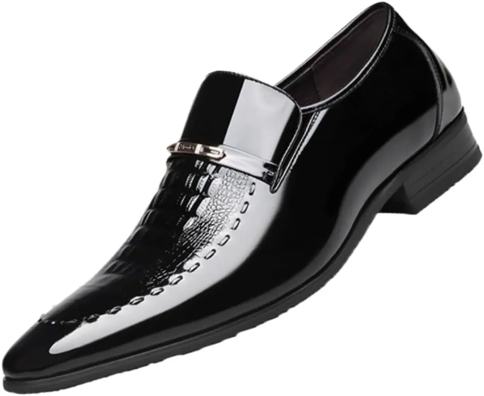 Men Classic Leather Oxford Loafers Pointed Toe Business Work Casual Dress Shoes Comfortable