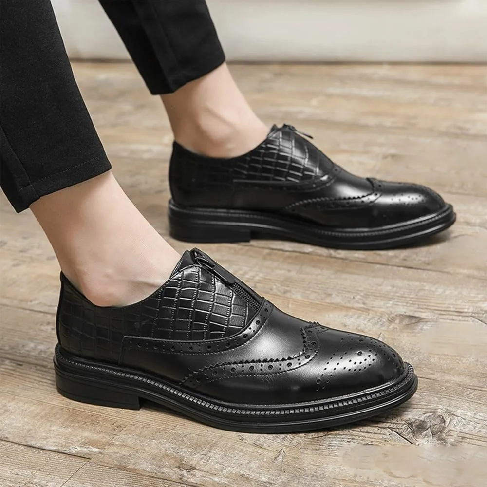 Men Leather Oxford Shoes Formal Dress Brogue Loafers British Style Luxury Casual Comfortable Flats