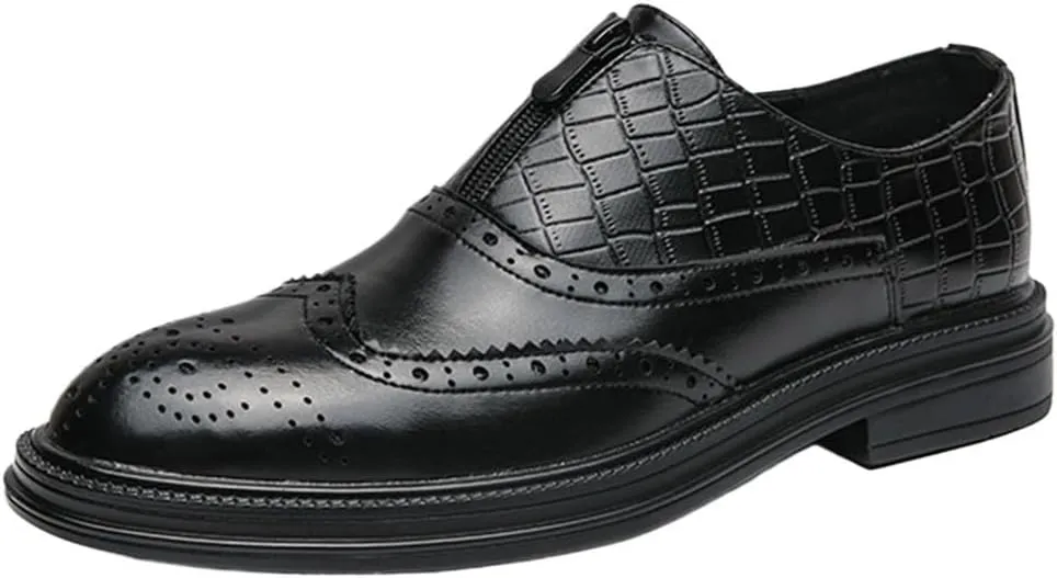 Men Leather Oxford Shoes Formal Dress Brogue Loafers British Style Luxury Casual Comfortable Flats