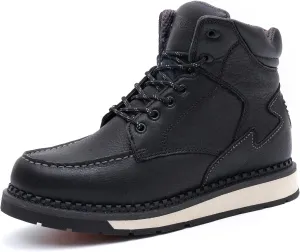 Men's 6 Inch Soft Moc Toe Work Boot, Premium Full-Grain Leather, Abrasion & Oil & Slip Toughest Wedge Sole, EH Rated, Arch Support Anti Fatigue