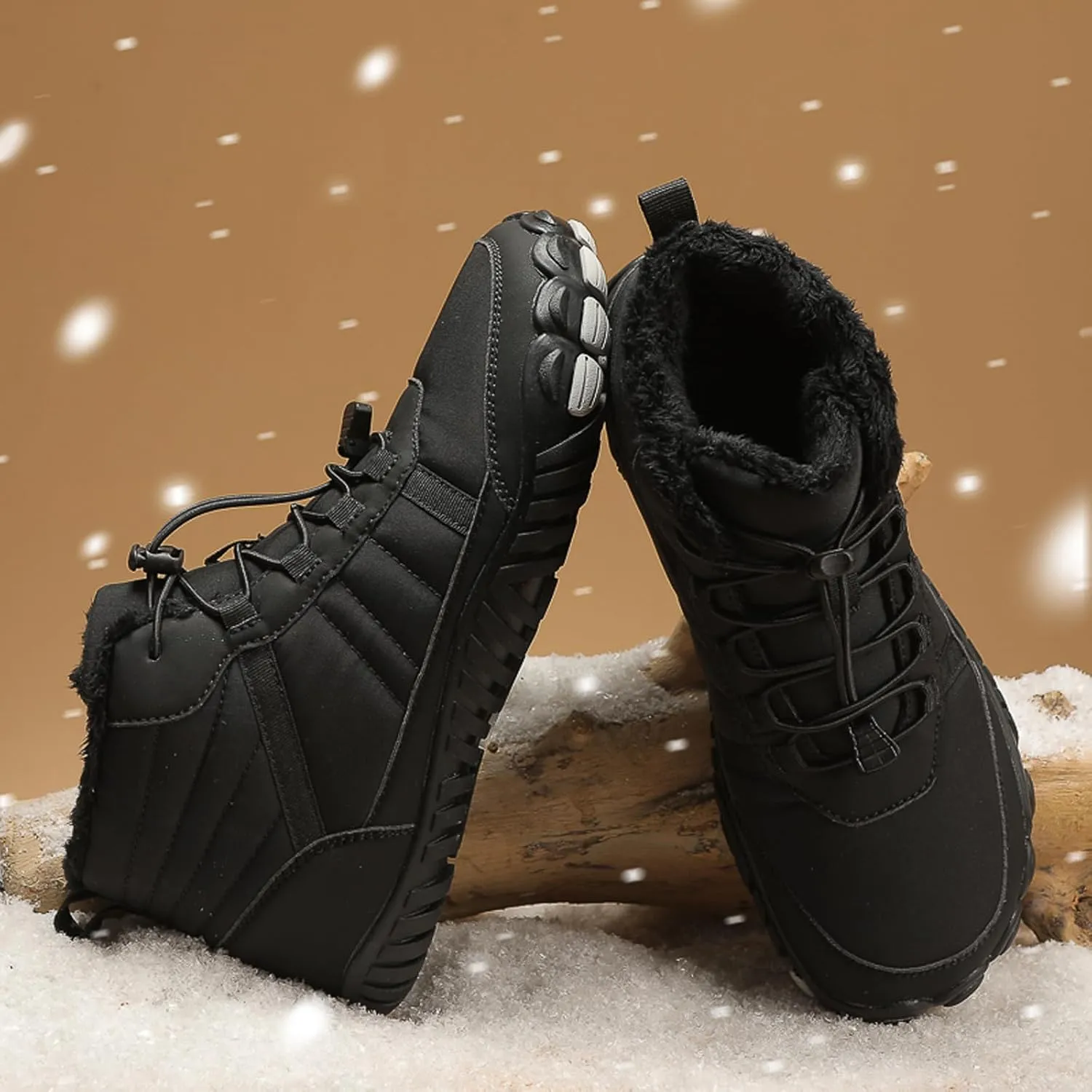 Men's and Women's Barefoot Hiking Boots | Zero Drop Winter Snow Boots with Wide Toe Box | Slip-On Waterproof Ankle Booties | Minimalist Five-Finger Sneakers for Outdoor Hiking and Walking