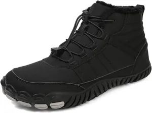 Men's and Women's Barefoot Hiking Boots | Zero Drop Winter Snow Boots with Wide Toe Box | Slip-On Waterproof Ankle Booties | Minimalist Five-Finger Sneakers for Outdoor Hiking and Walking