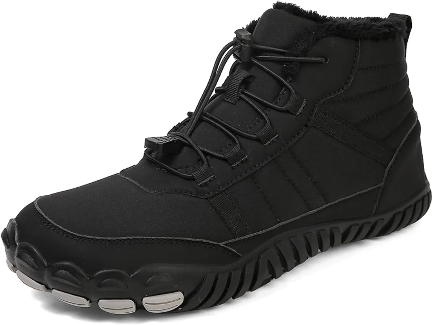 Men's and Women's Barefoot Hiking Boots | Zero Drop Winter Snow Boots with Wide Toe Box | Slip-On Waterproof Ankle Booties | Minimalist Five-Finger Sneakers for Outdoor Hiking and Walking