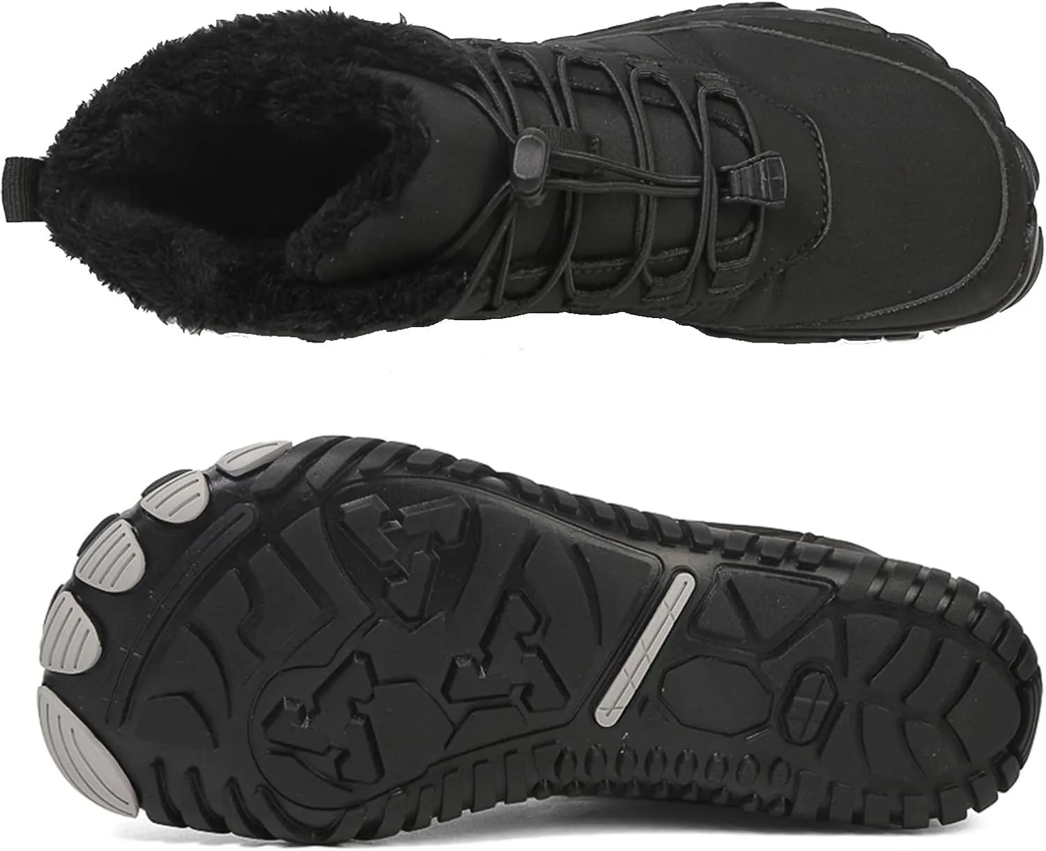 Men's and Women's Barefoot Hiking Boots | Zero Drop Winter Snow Boots with Wide Toe Box | Slip-On Waterproof Ankle Booties | Minimalist Five-Finger Sneakers for Outdoor Hiking and Walking