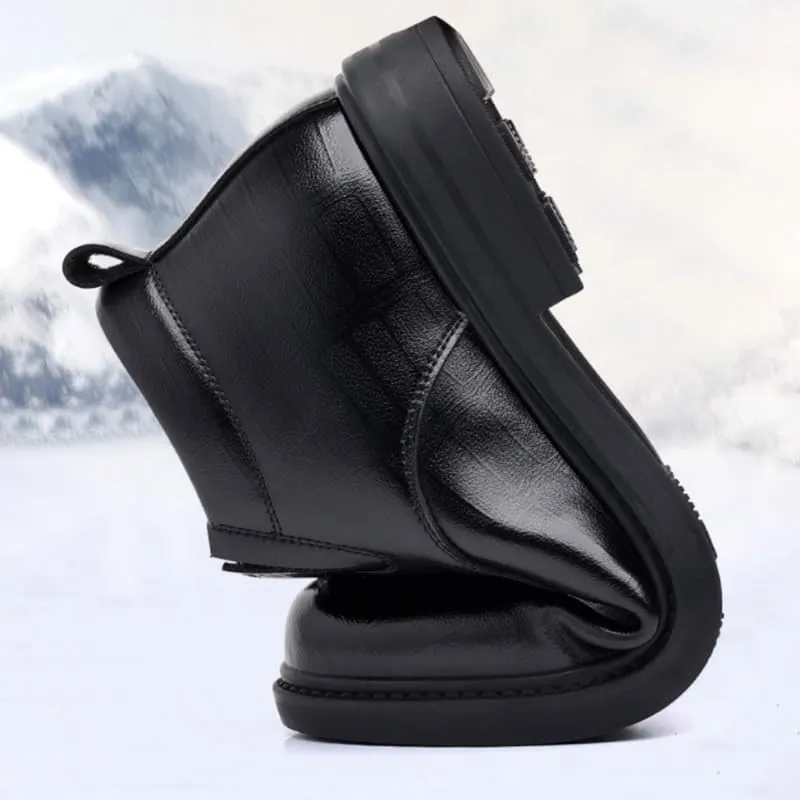 Men's Business Leather Shoes Resistant Sneakers Boots Lightweight Non-Slip Trekking Walking Leather Shoes Comfortable Rubber Soft Sole for Men