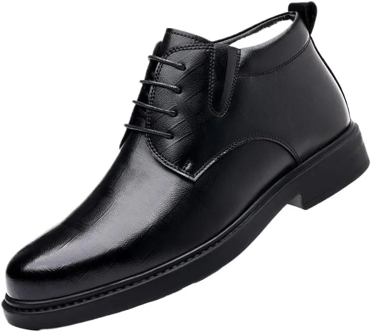 Men's Business Leather Shoes Resistant Sneakers Boots Lightweight Non-Slip Trekking Walking Leather Shoes Comfortable Rubber Soft Sole for Men