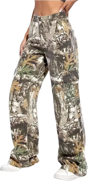Mens Camo Cargo Pants Y2k Hip Hop Jeans Baggy Army Joggers Sweatpants Camouflage Pants Streetwear