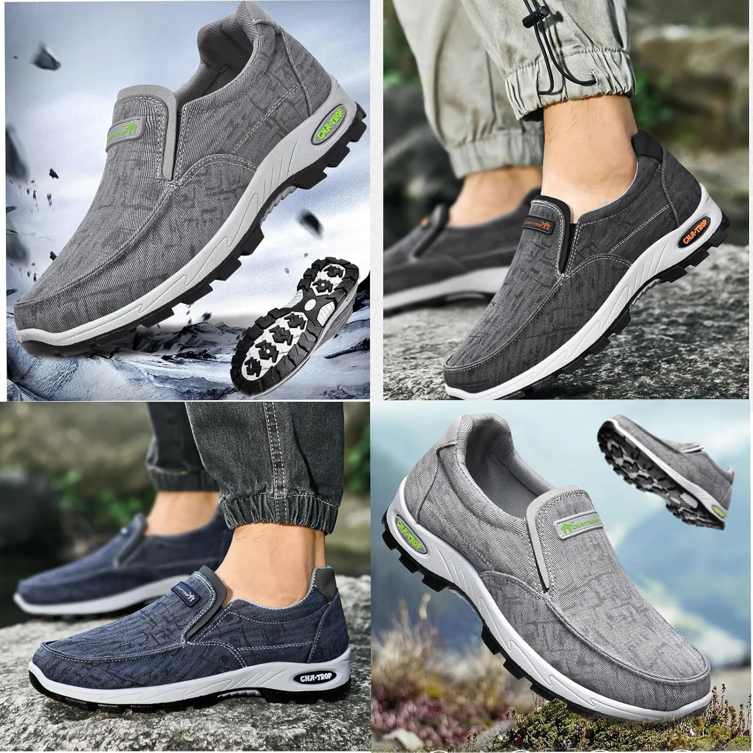 Men's Canvas Comfortable Breathable Orthopedic Loafers Casual Lightweight Slip-On Dad Walking Boat Shoes Outdoor Non-Slip Hiking Sneaker.