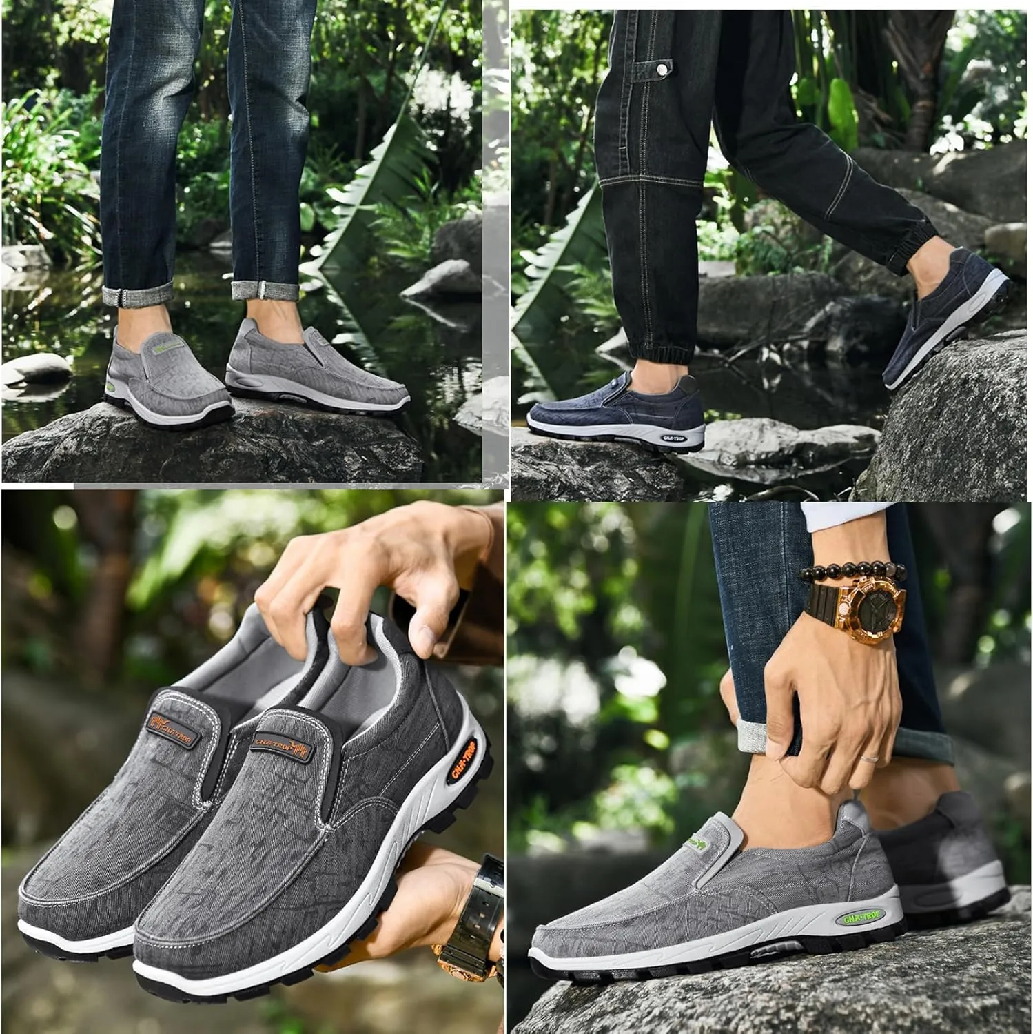 Men's Canvas Comfortable Breathable Orthopedic Loafers Casual Lightweight Slip-On Dad Walking Boat Shoes Outdoor Non-Slip Hiking Sneaker.