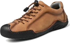 Men's Casual Driving Loafers with Elastic Band & Quick-Lace System - Slip-Resistant Outsole Shoes with Handmade Stitching Comfort Stitch Sole for Office Outdoor Activities Daily Wear