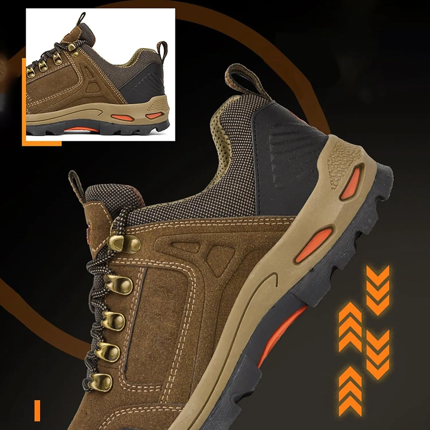 Mens Casual Shoes Suede Slip On Walking Shoes Waterproof Padded Sneakers Non Slip Lightweight Hiking Shoes
