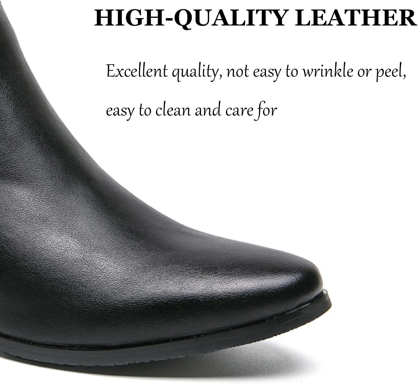 Men's Classic Polished Leather Side Zip Chelsea Ankle Boots Pointed Toe Slip-On Warm Comfortable Waterproof Chukka Boots Fashion Low Heel Business Dress Chelsea Boots