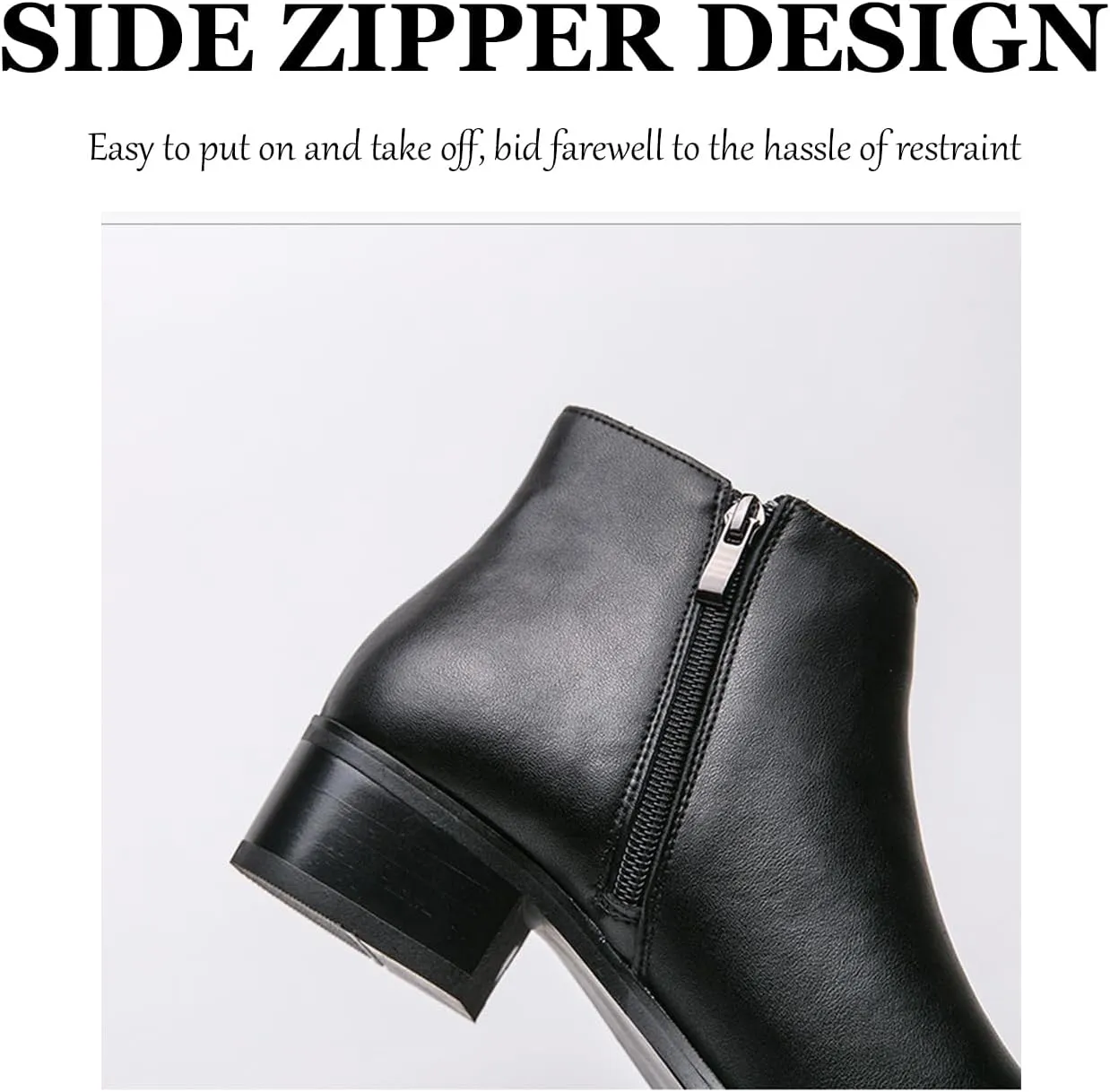Men's Classic Polished Leather Side Zip Chelsea Ankle Boots Pointed Toe Slip-On Warm Comfortable Waterproof Chukka Boots Fashion Low Heel Business Dress Chelsea Boots