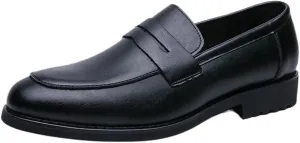Mens Classic Slip On Loafers Korean Style Black Dress Casual Bean Shoes All Match Height Increasing Oxford