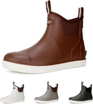 Mens Deck Boots, Waterproof Rain Boots Ankle Rubber Boots Outdoor Sailing Fishing Booties Lightweight Garden Boots High Traction Water Shoes for Working Boating Camping Sailing