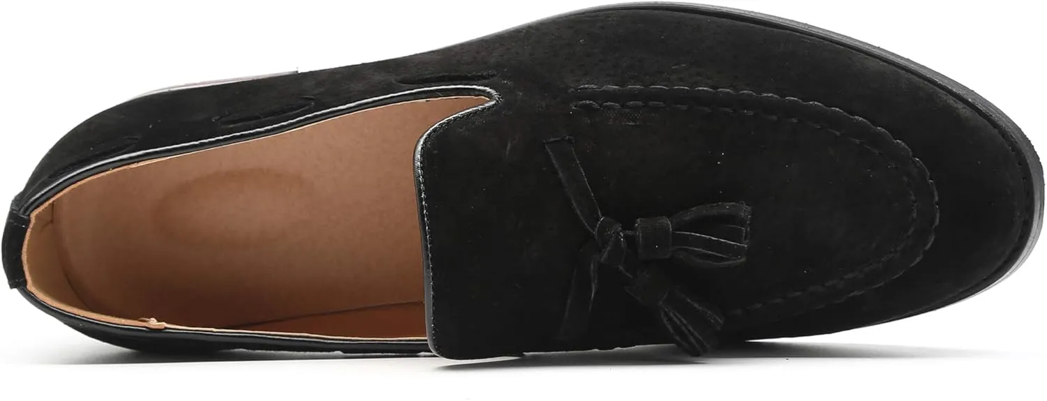 Mens Fashion Shoes Casual Dress Tassel Slip On Flats Suede Loafers for Driving Dating Prom