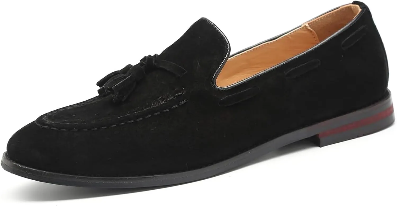 Mens Fashion Shoes Casual Dress Tassel Slip On Flats Suede Loafers for Driving Dating Prom
