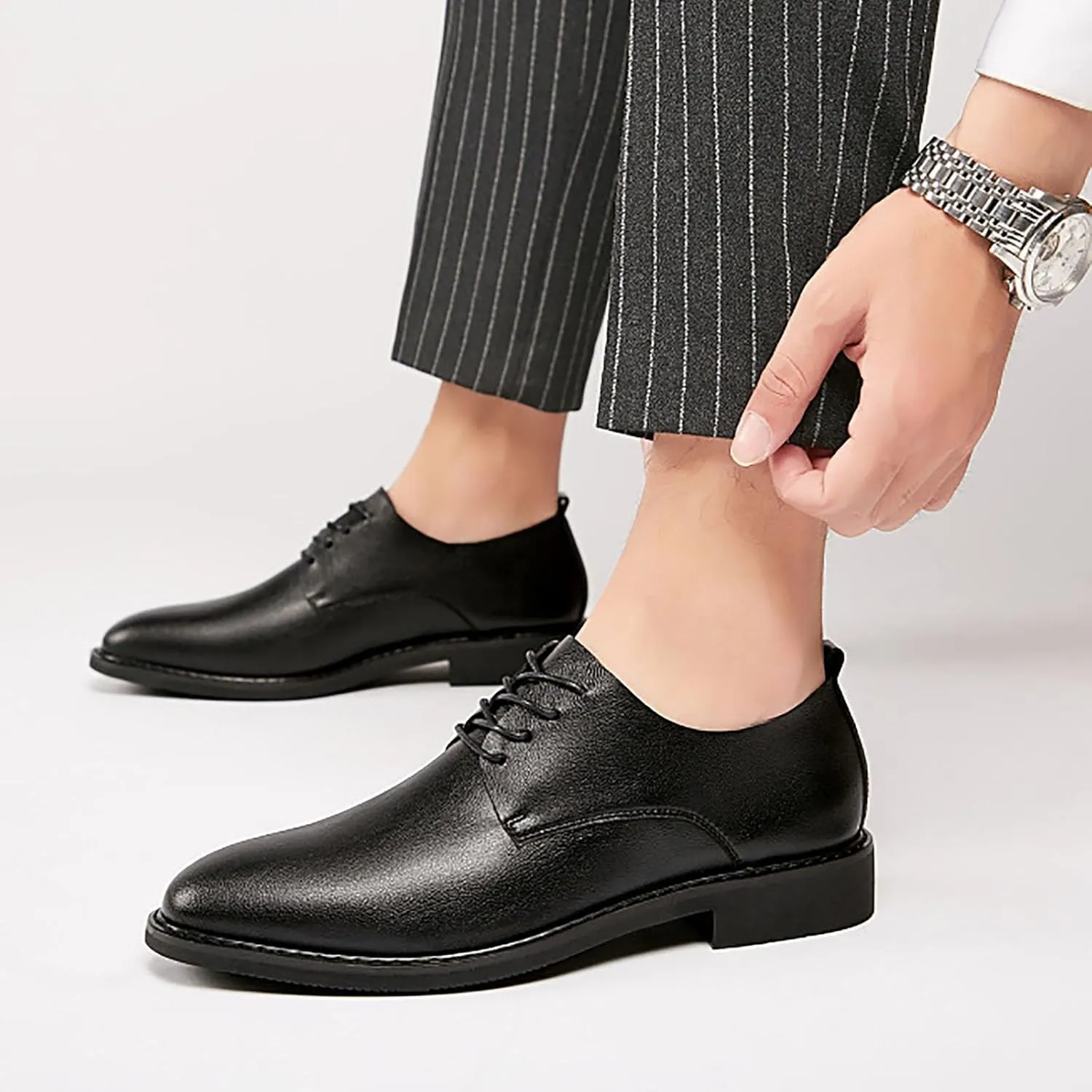 Men's Genuine Cow Leather Slip-On Lightweight Casual Shoes with Anti-Slip Rubber Sole, Breathable Lining for Walking, Driving & Travel