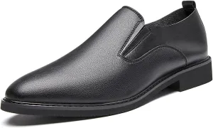 Men's Genuine Cow Leather Slip-On Lightweight Casual Shoes with Anti-Slip Rubber Sole, Breathable Lining for Walking, Driving & Travel