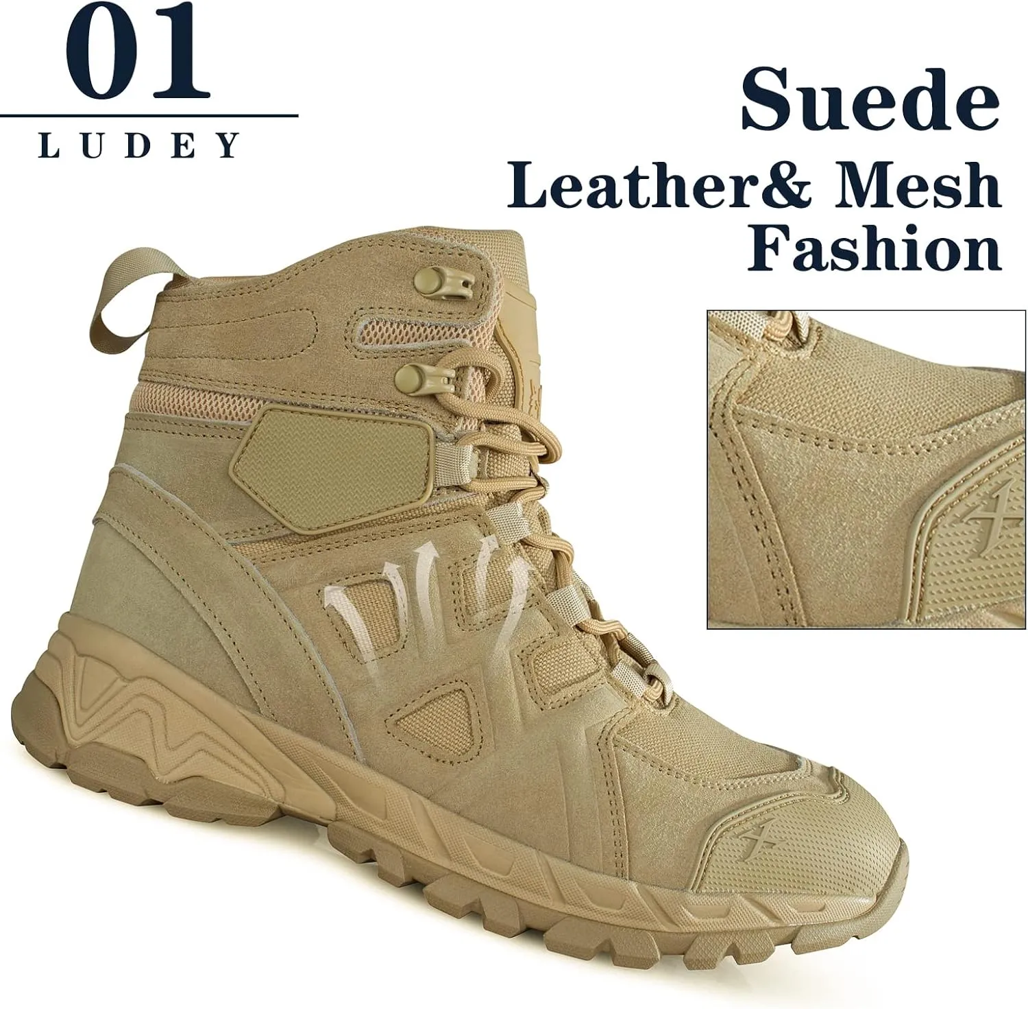 Men's Lightweight Tactical Hiking Boots Waterproof Military Outdoor Motorcycle Desert Boots Durable Comfortable for Combat Work All Season