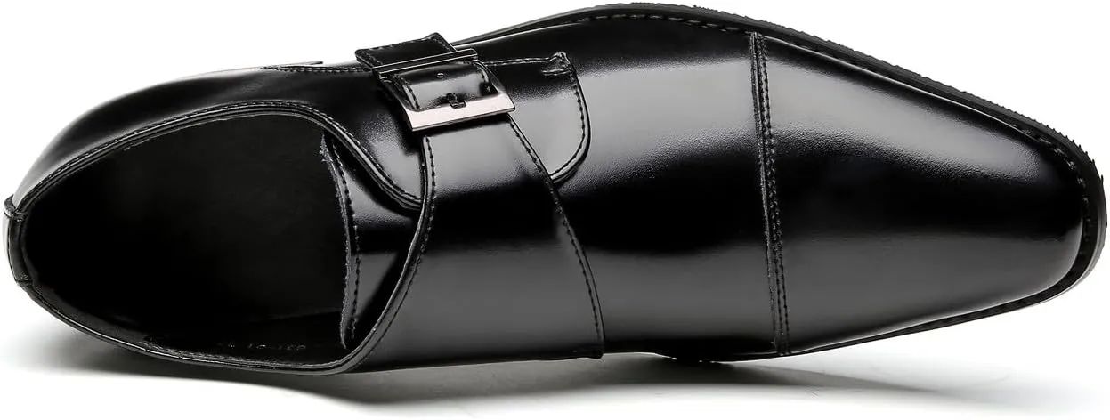 Mens Loafers Buckle Monk Strap Loafers Shoes Business Casual Leather Formal Dress Slip On Shoes for Men