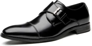 Mens Loafers Buckle Monk Strap Loafers Shoes Business Casual Leather Formal Dress Slip On Shoes for Men