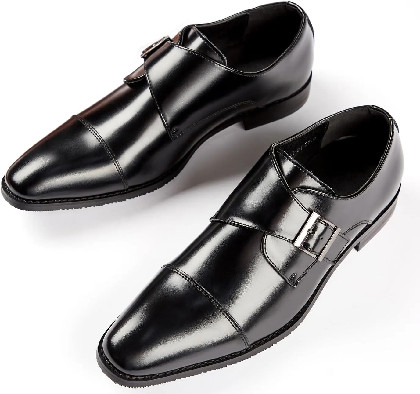 Mens Loafers Buckle Monk Strap Loafers Shoes Business Casual Leather Formal Dress Slip On Shoes for Men