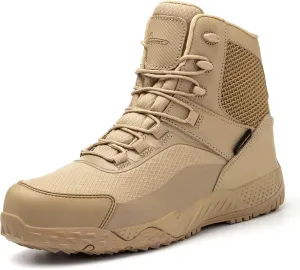 Men's Military Tactical Boots, 6" Waterproof Lightweight Combat Boots, Comfortable Non-slip Outdoor Desert Work Shoes