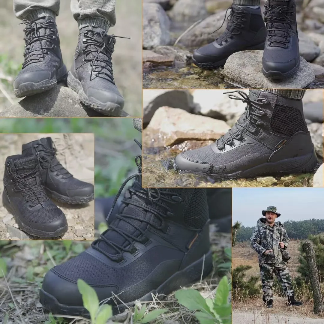 Men's Military Tactical Boots, 6" Waterproof Lightweight Combat Boots, Comfortable Non-slip Outdoor Desert Work Shoes