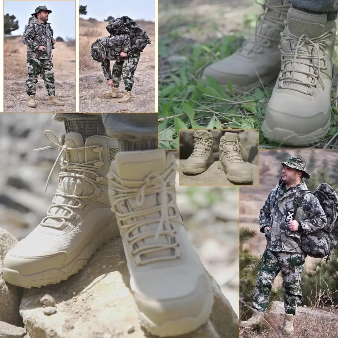 Men's Military Tactical Boots, 6" Waterproof Lightweight Combat Boots, Comfortable Non-slip Outdoor Desert Work Shoes