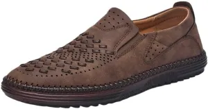 Mens Moccasins Commuter Slip-Resistant Lightweight Breathable Easy to Walk Slip-On Shoes with Non-Slip Sole Daily Soft Sole Casual Shoes Flat Boat Shoes