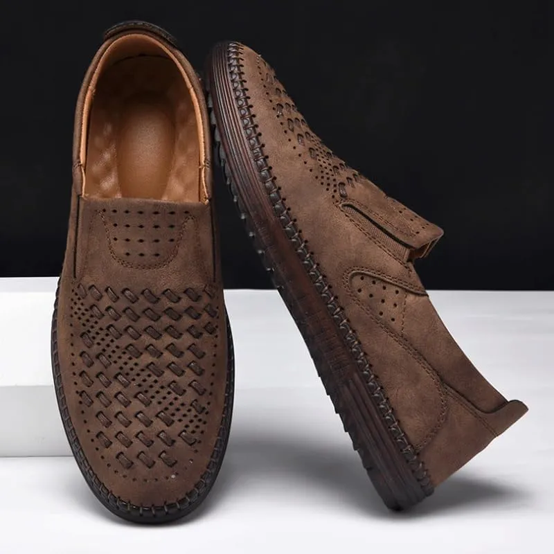 Mens Moccasins Commuter Slip-Resistant Lightweight Breathable Easy to Walk Slip-On Shoes with Non-Slip Sole Daily Soft Sole Casual Shoes Flat Boat Shoes