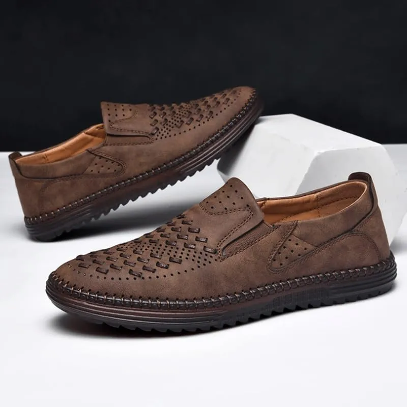 Mens Moccasins Commuter Slip-Resistant Lightweight Breathable Easy to Walk Slip-On Shoes with Non-Slip Sole Daily Soft Sole Casual Shoes Flat Boat Shoes