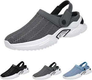 Men's Orthopedic Hollow-Out Summer Sandals, Knit Mesh Walking Shoes Beach Sandals, Breathable With Arch Support