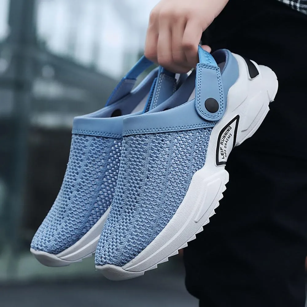 Men's Orthopedic Hollow-Out Summer Sandals, Knit Mesh Walking Shoes Beach Sandals, Breathable With Arch Support