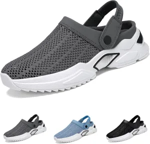 Men's Orthopedic Hollow-Out Summer Sandals,Platform Mesh Mules Slippers,Orthopedic Diabetic Walking Boat Shoes Breathable with Arch Support Knit Mesh Walking Shoes Beach Sandals