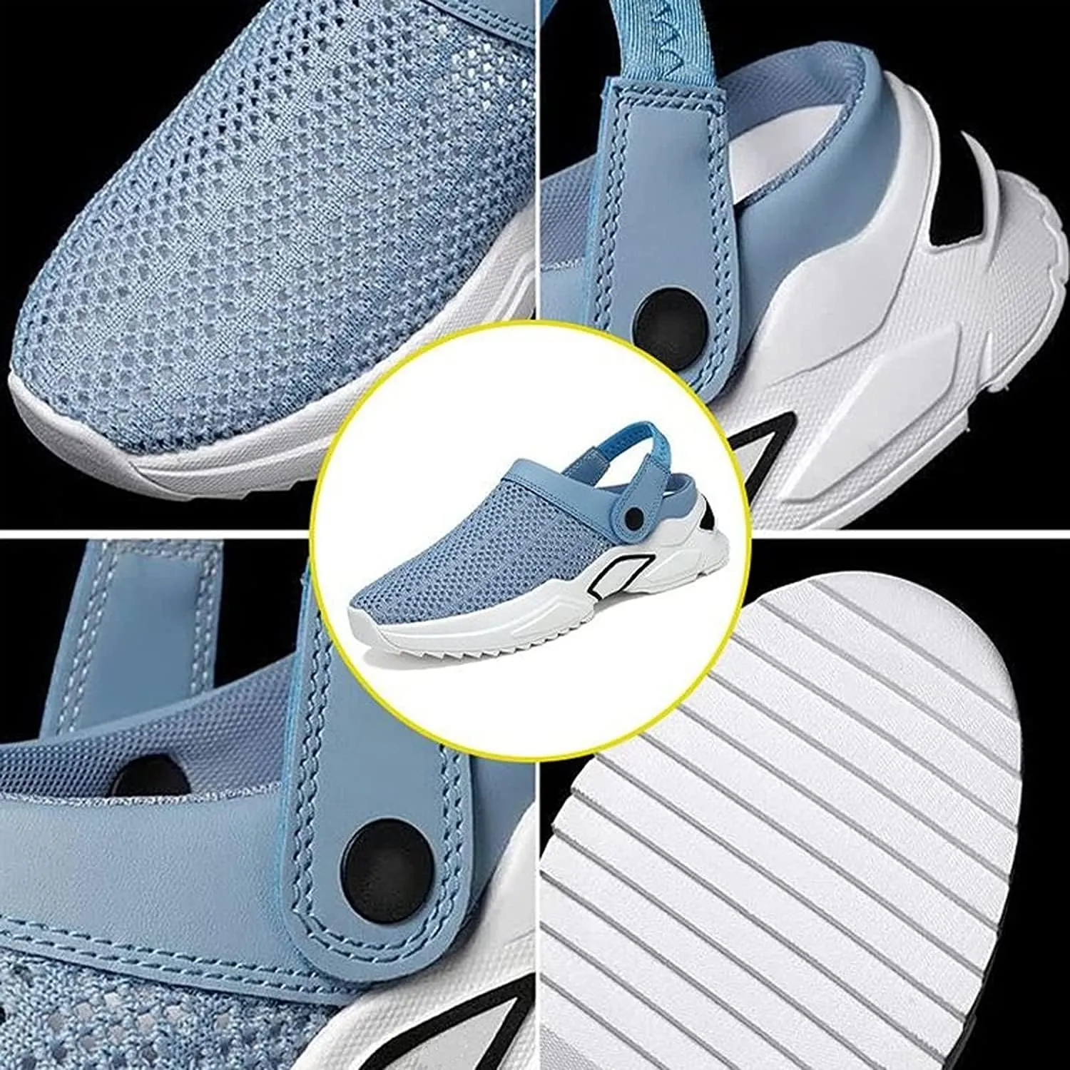 Men's Orthopedic Hollow-Out Summer Sandals,Platform Mesh Mules Slippers,Orthopedic Diabetic Walking Boat Shoes Breathable with Arch Support Knit Mesh Walking Shoes Beach Sandals