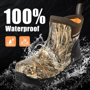 Men's Rain Boots Waterproof Garden Shoes, Ankle Rubber Work Boots, Camp Outdoor Snow Mud Boots for Farming, Hunting, Lawn Work, Size 7-14