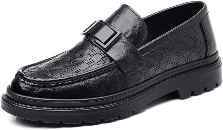 Men's Slip-On Dress Shoes Summer Leather Non-Slip Oxfords Shoes Formal Business Lace-Up Derby Shoes for Men